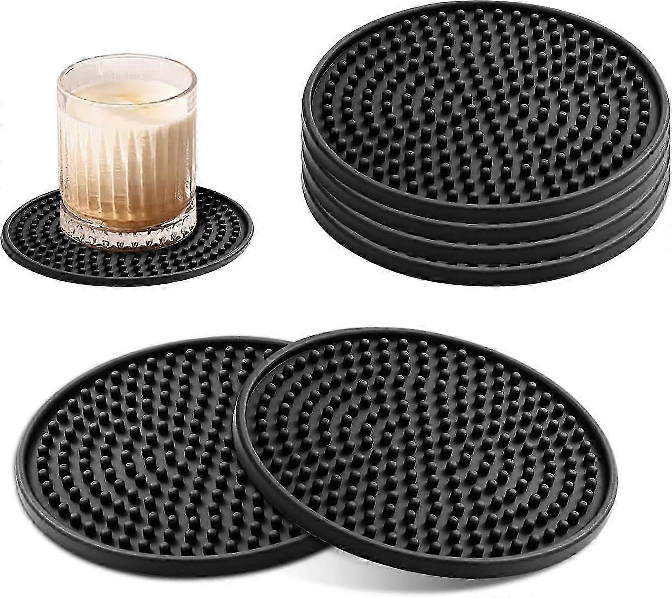 Silicone Round Coasters Set of 4 for Drinks, No Box