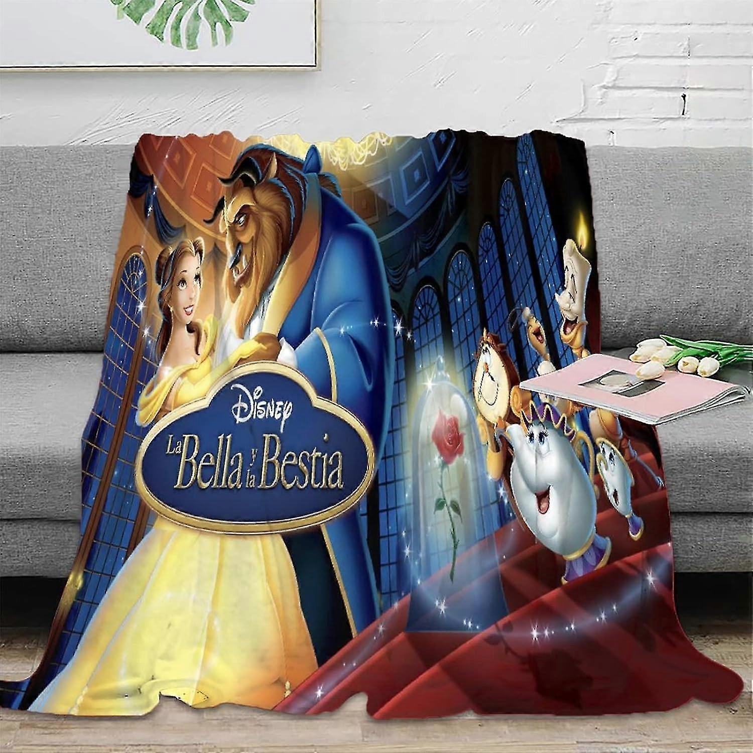 3D Beauty And The Beast Flannel Throw Blanket, Winter Warm Sofa Bed Fairy Princess Soft Plush Blanket