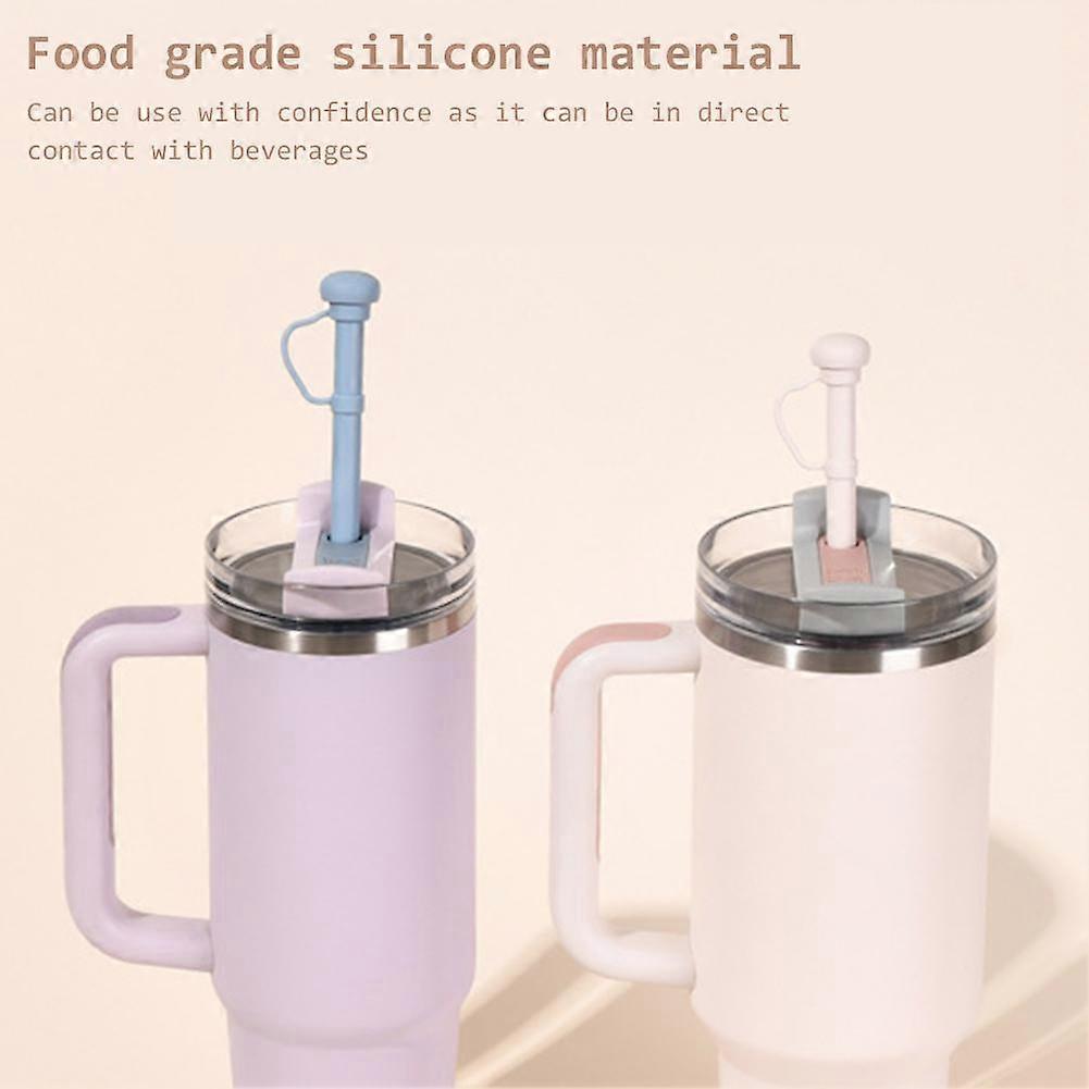 Off-white (B)$Silicone straw suitable for Stanley water cup universal silicone straw cap dustproof straight tube with cover integrated straw