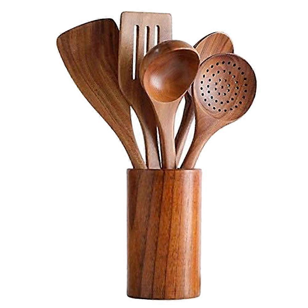 Wooden Kitchenware Cooking Spoon with Thick Handle and Heat Resistant Effect for Kitchen Use 1 Set