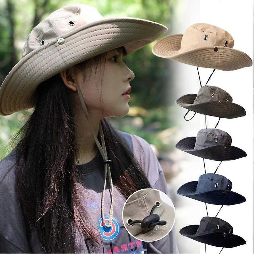 כובע טיפוס הרים ארבעה חורים חאקי (D) מידה אחת $ כובע דיג כובע שמש כובע דייג הגנה מפני השמש כובע דיג חיצוני כובע מזדמן גברים נושמים ו