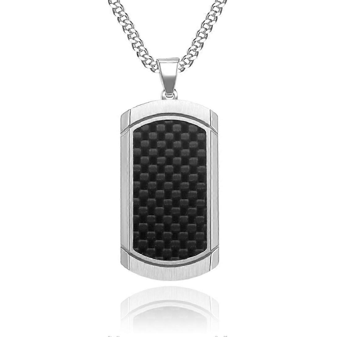 Fashion Black Carbon Fibre Inlay Men's Punk Jewellery Stainless Steel Necklace 60cm Model 45144