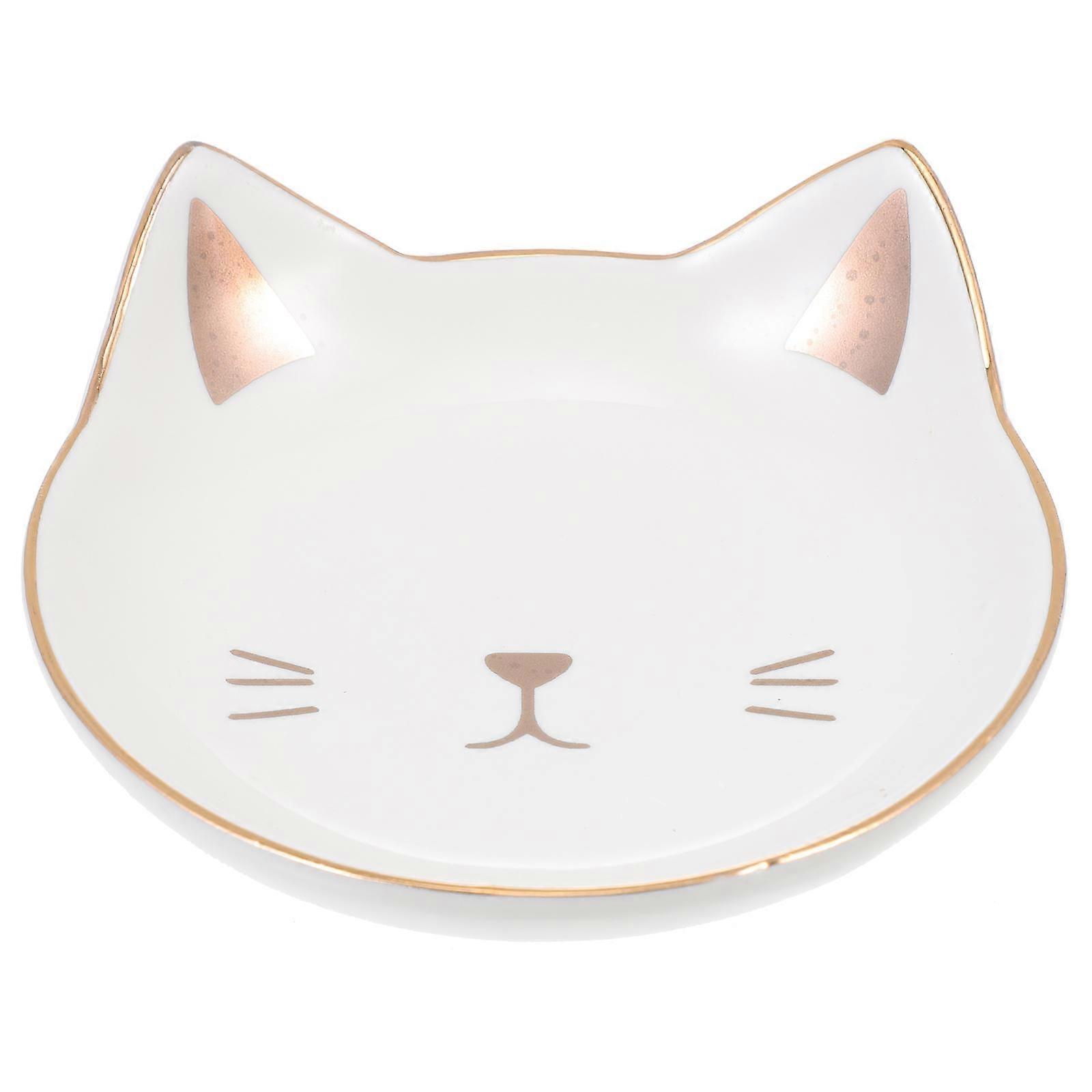 Cat Shaped Ceramic Dinner Plate for Home Use Assorted Color Fruit Serving