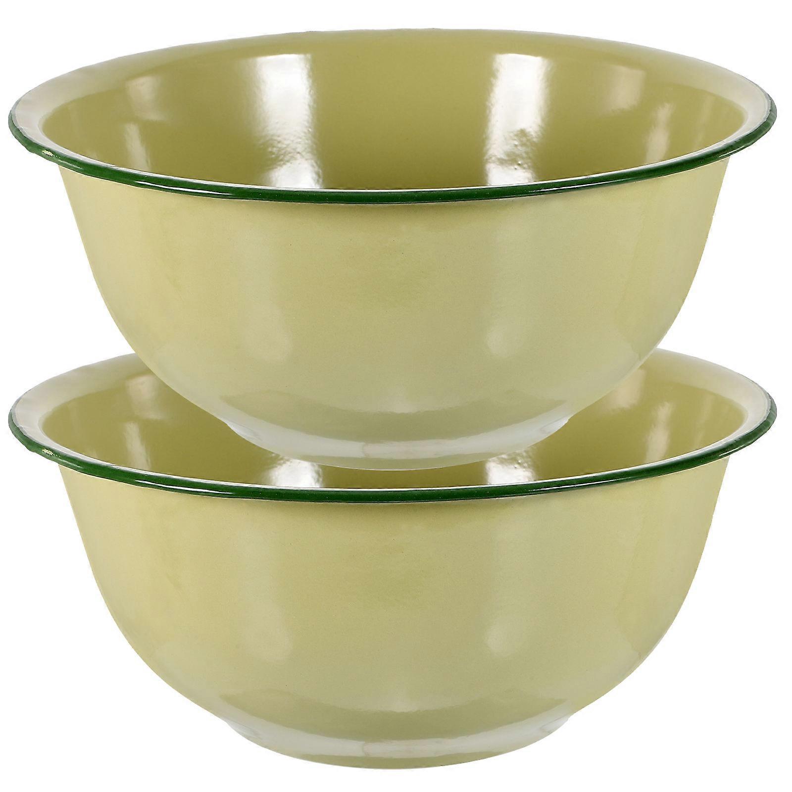 Vintage Style Enameled Bowls Daily Use Cooking Food Preparation 2Pcs