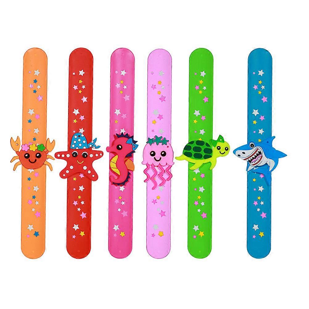 Wristbands For Kids Slap Bracelets Assorted Color Good For Dance Parties 21.5x4.8cm 6Pcs