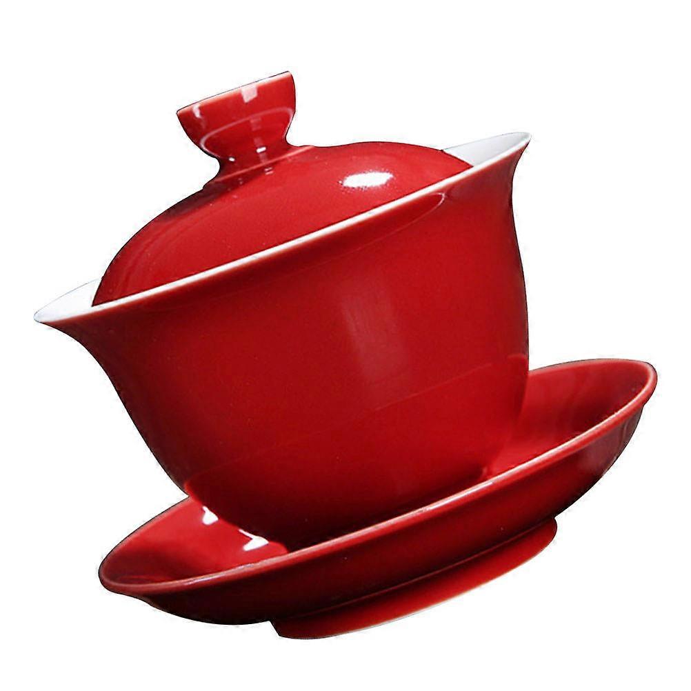 Tea Bowl Ceramic Round Shape For Home Use Red 3.8×3.8×3.3in present Giving 1Set