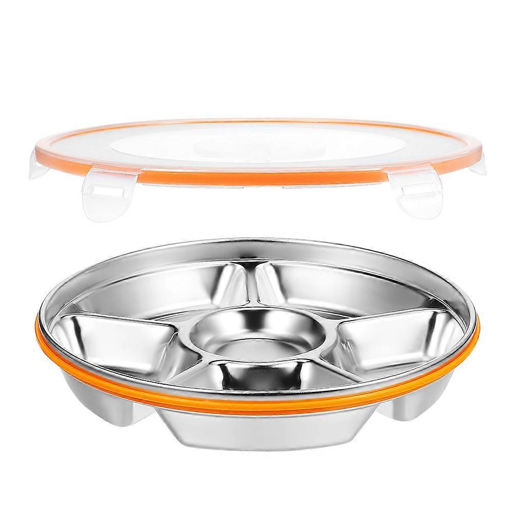 Stainless Steel Divided Tray with Lid – Reusable Veggie Serving Tray for Parties, Picnics & Travel, Multipurpose Snack Platter for Family Sized