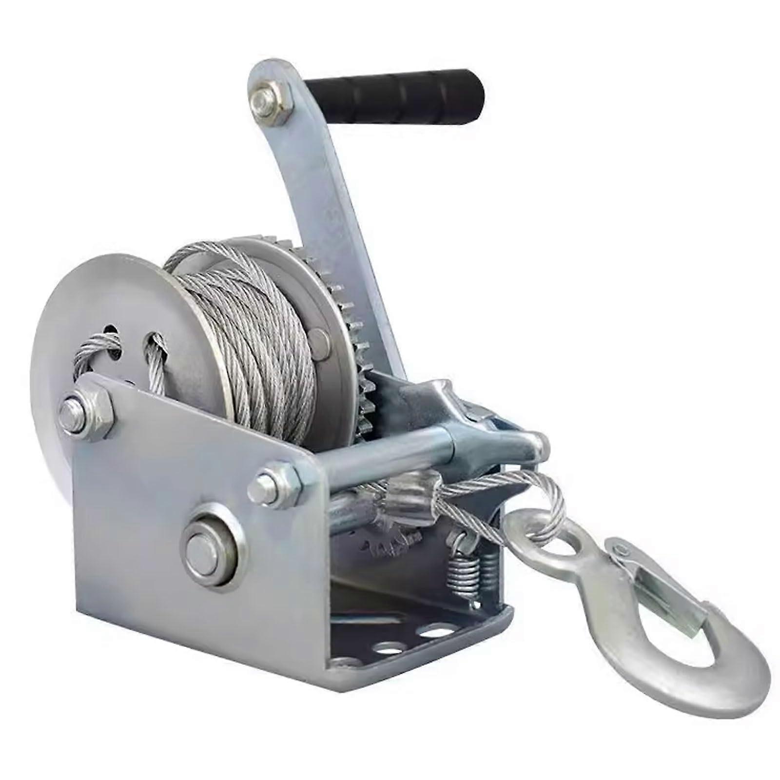 Heavy Duty Steel Hand Winch With Hook, TwoWay Ratchet Crank, 26 Feet Wire Rope For SUV And ATV