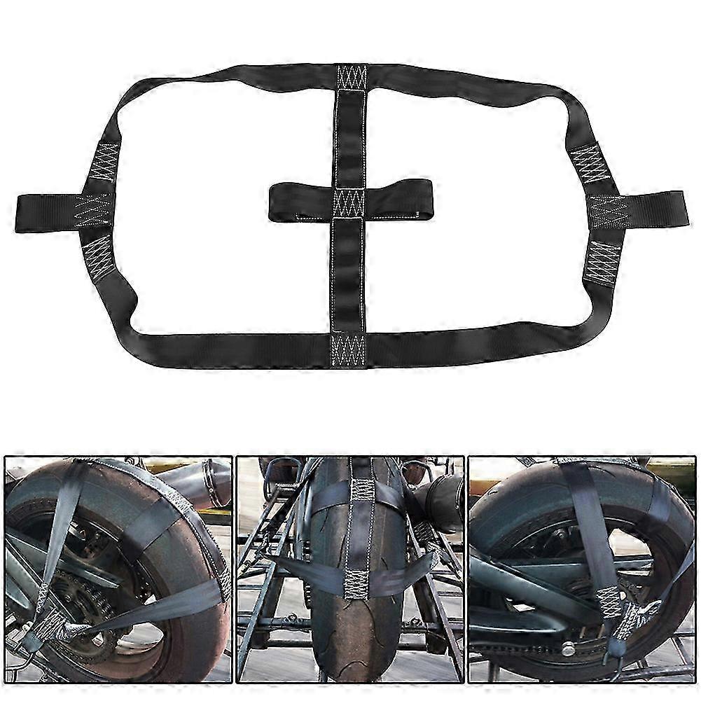 Universal Polyester Tie-Down Strap for Motorcycle Rear Wheel Transport - Heavy-Duty Adjustable Wheel Securement Solution