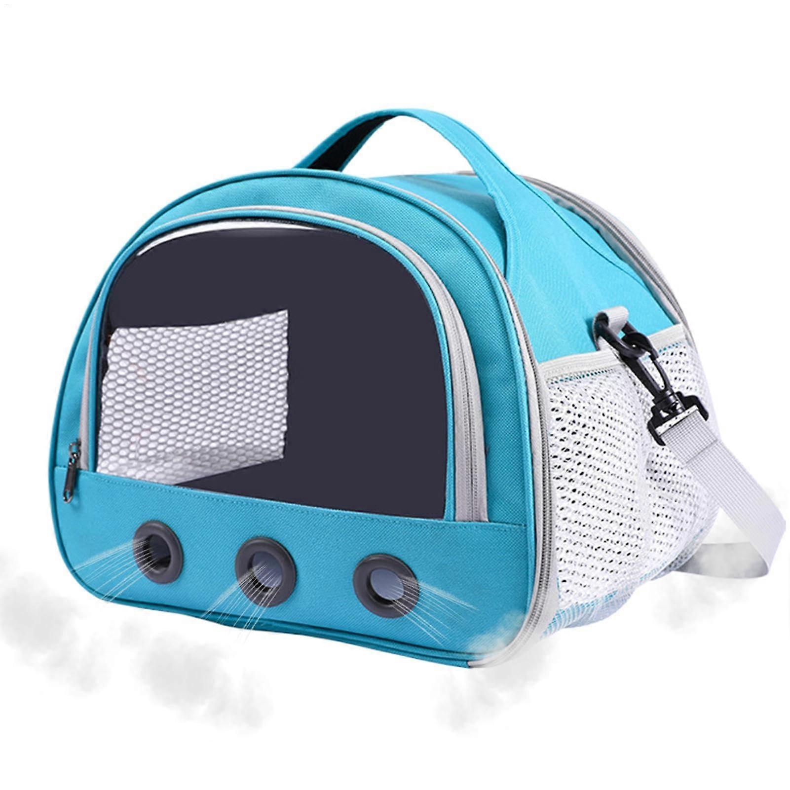 Bunny Travel Carrier, Hamster Carrier Bag Small Pet Bag Transparent Hamster Carrier Bag for Travel, Hiking, Walking, Outdoor blue