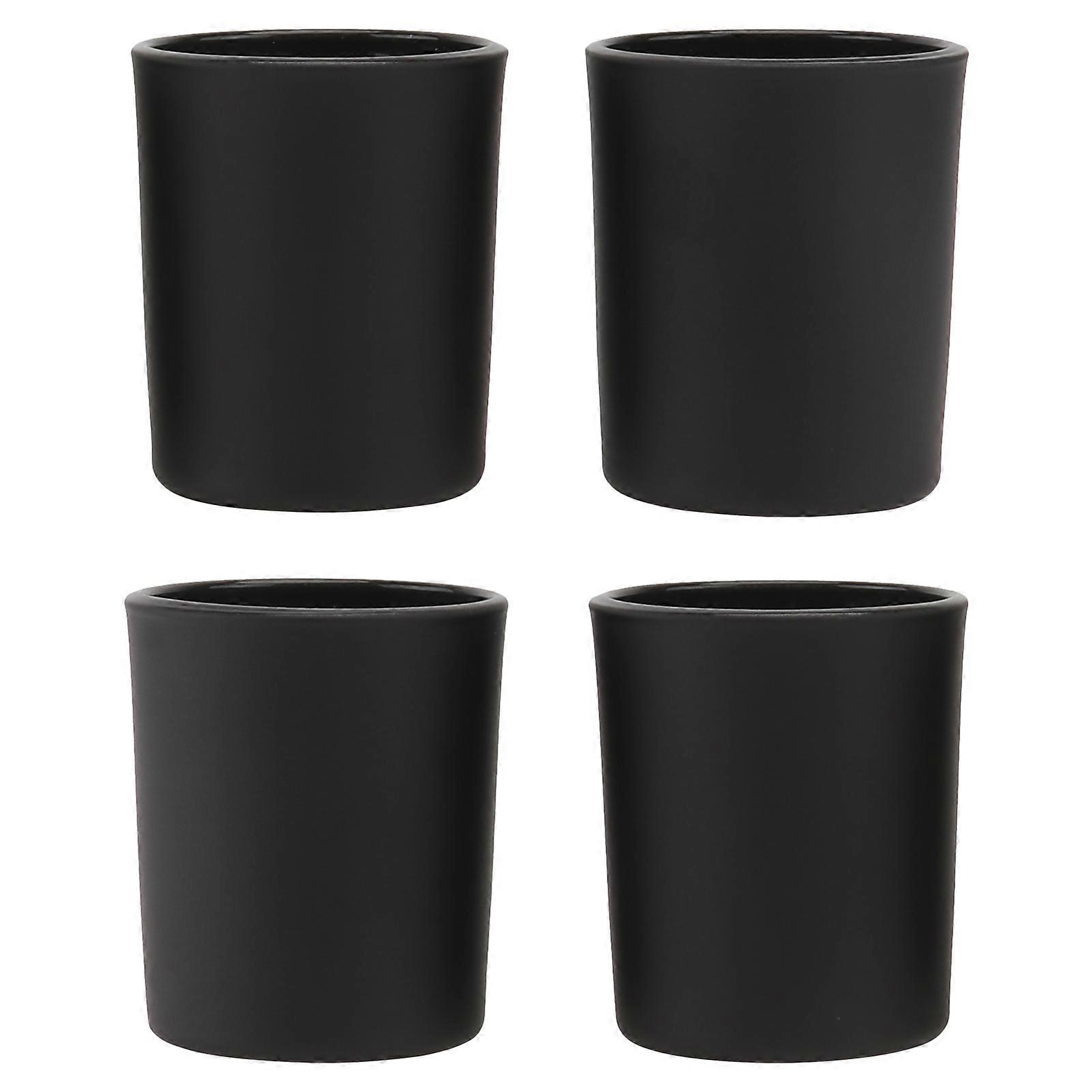 4Pcs Black Glass Candle Holders Simple Home Decor for Dining Table