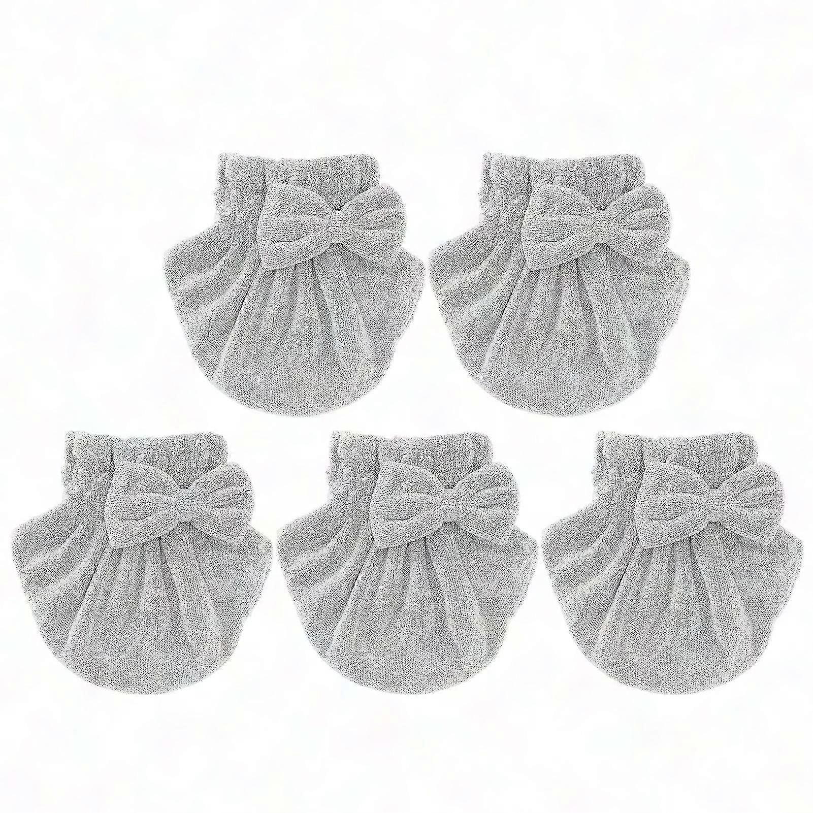 Paquet de 5 serviettes pour cheveux à séchage rapide avec nœud - Bonnet de bain léger pour le séchage des cheveux (gris)