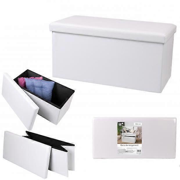 Foldable Storage Bench Ottoman White Boxes Organiser Decor