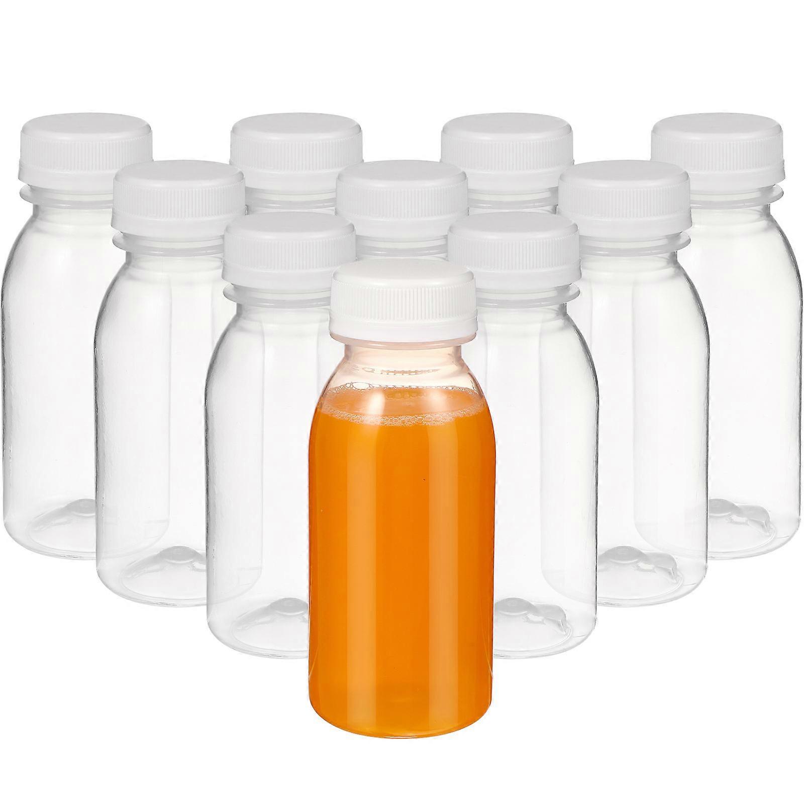 Plastic Bottle With Lid Transparent Bottles Drink Containers 14X5CM 200ml Reusable 10Pcs