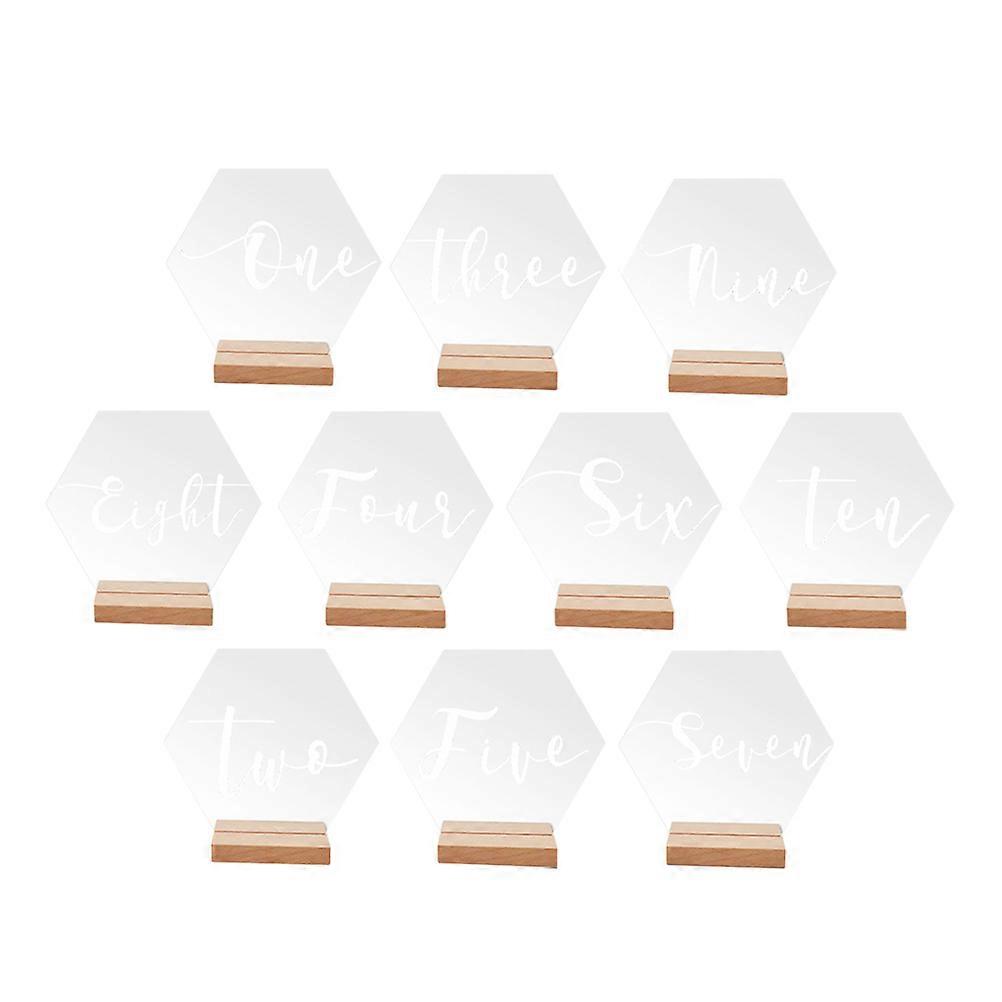 10 Sets Transparent Acrylic Table Number Signs Chic Hexagonal Design for Home and Weddings