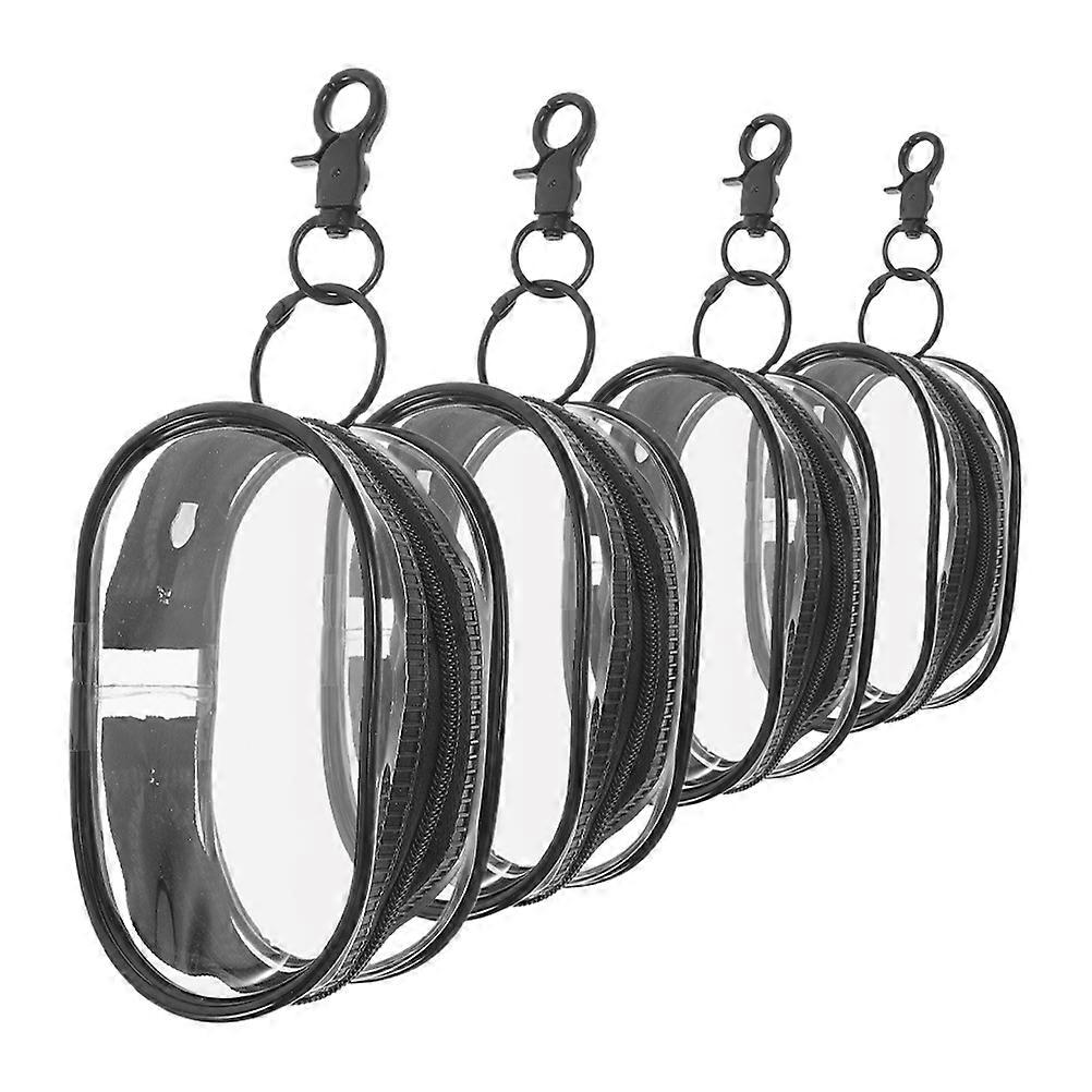 Portable Mini Storage Bags With Keychain Transparent Design Rectangular Shape For Kids And Collectors 4Pcs