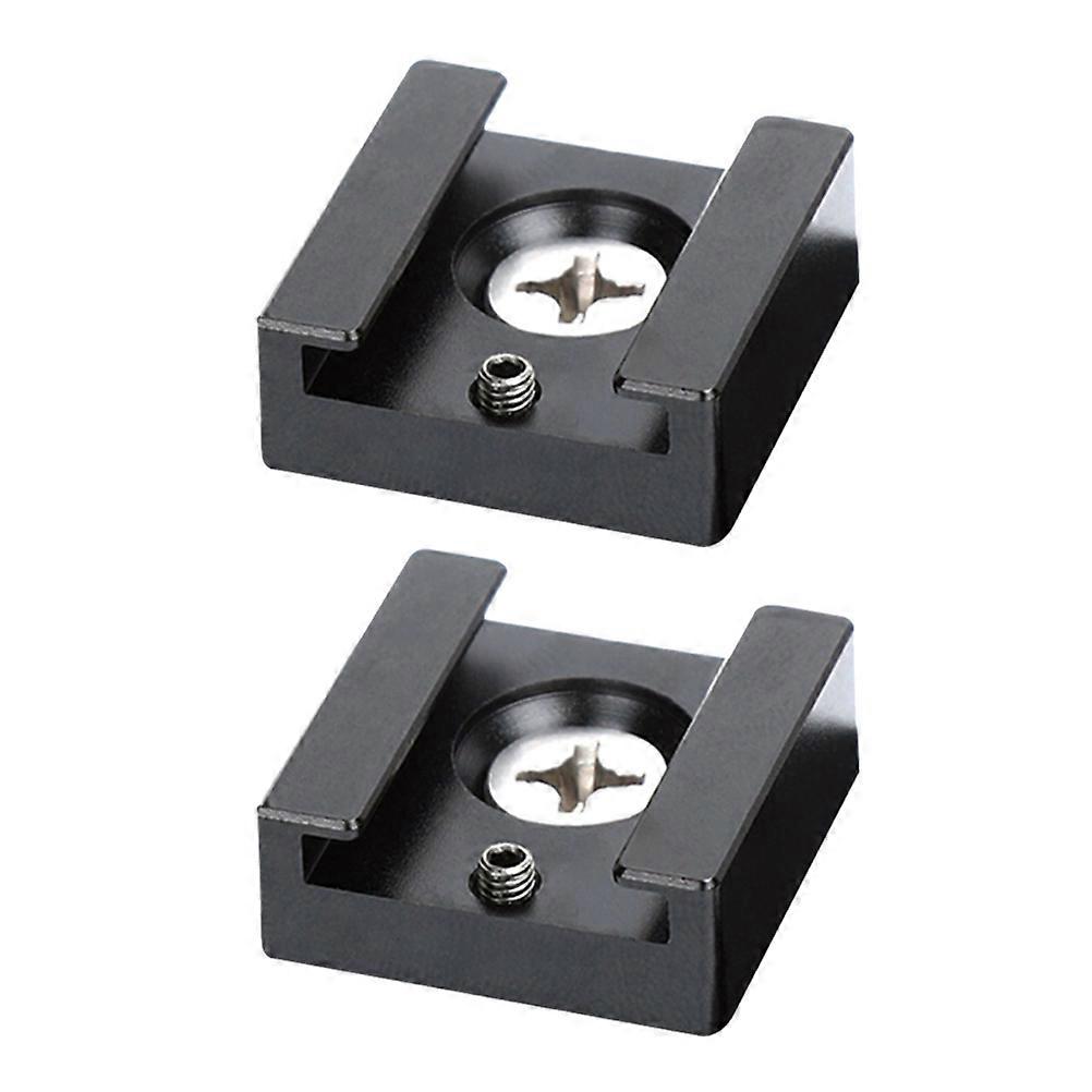 Durable Aluminum Alloy Cold Shoe Flash Mount with Quick Release for Camera Black 2pcs