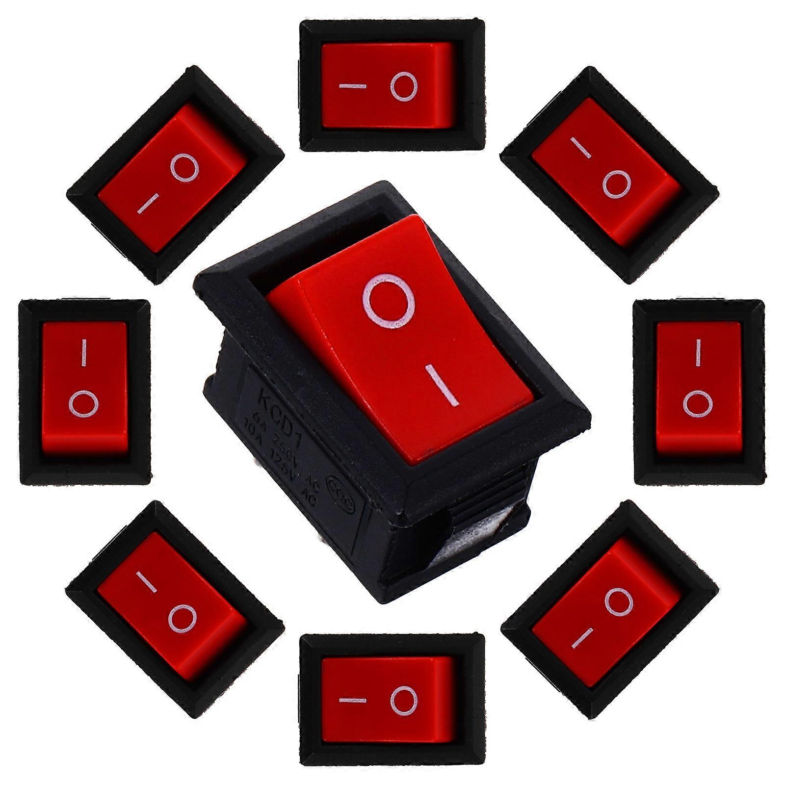 Rocker Switch On Off Button for Car Use Compact Red Plastic Switch with Solid Feet 10pcs
