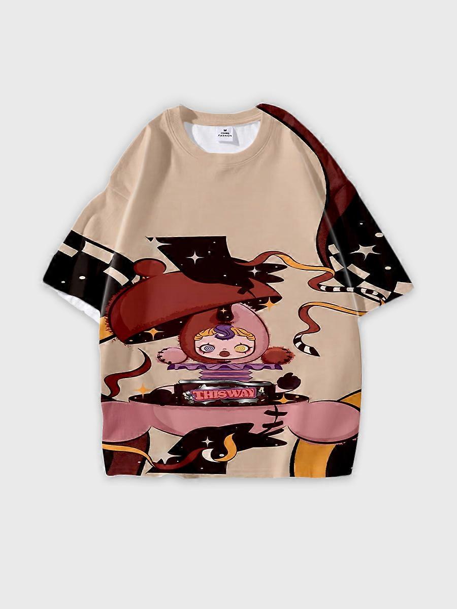 T-shirt round neck Pattern loose short sleeve B2217