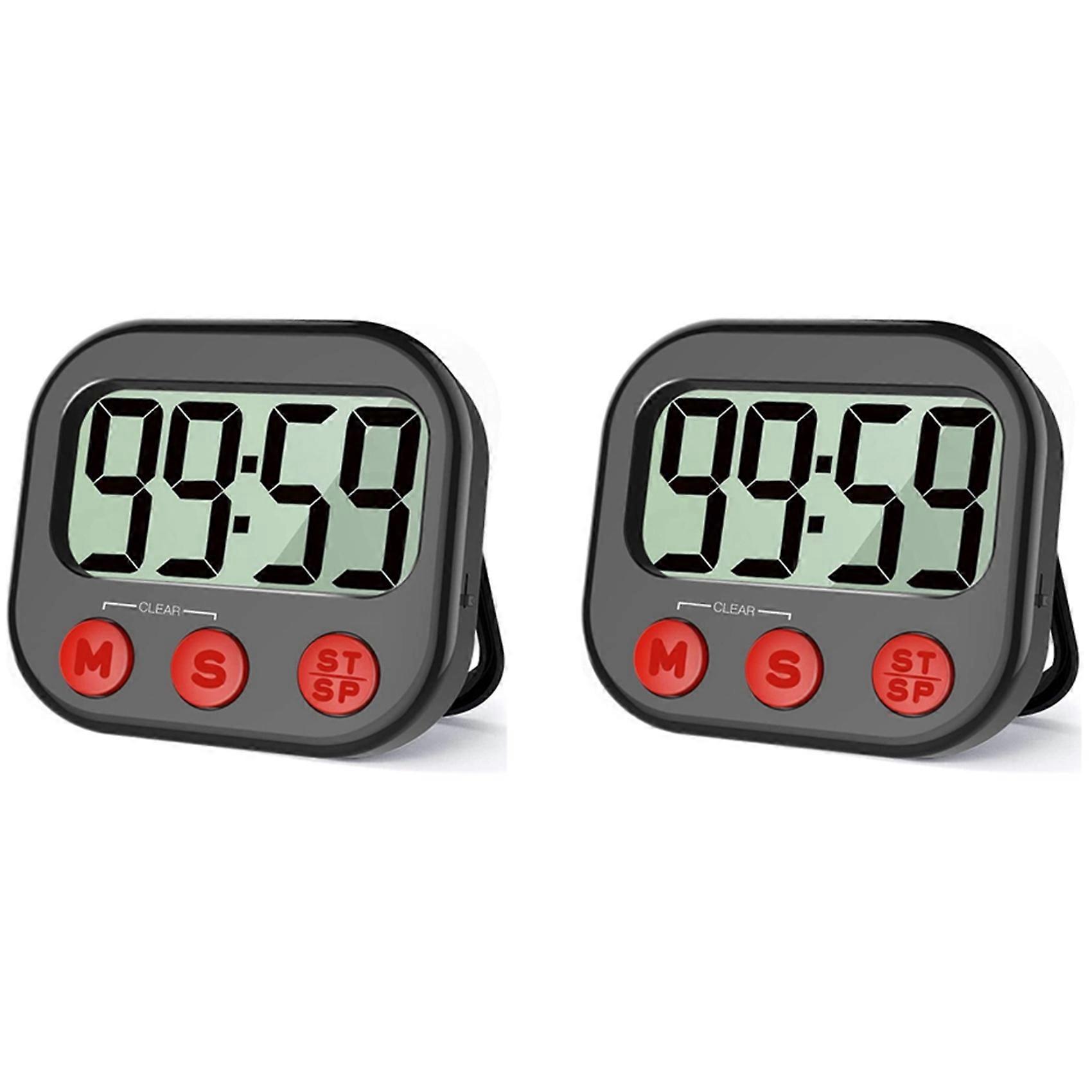 2X Kitchen Timer, Digital Visual Timer Magnetic Clock Stopwatch Countdown Timer, Large LCD Screen Di