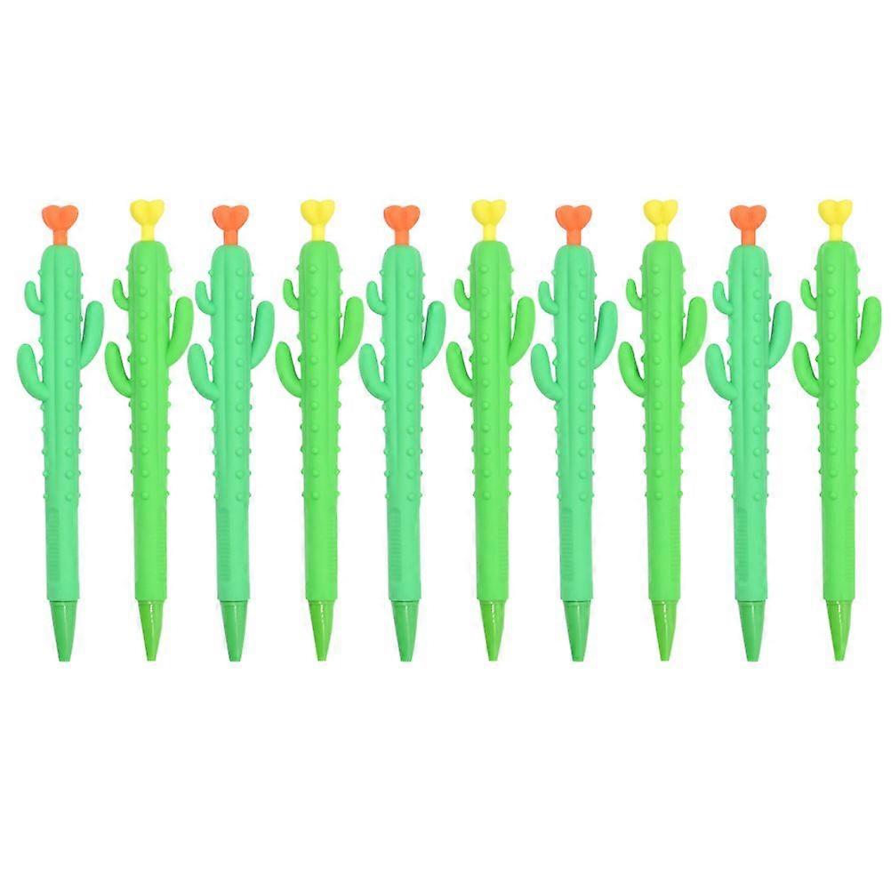10 Pcs Creative Cactus Shaped Propelling Pencil Plastic Student Stationery
