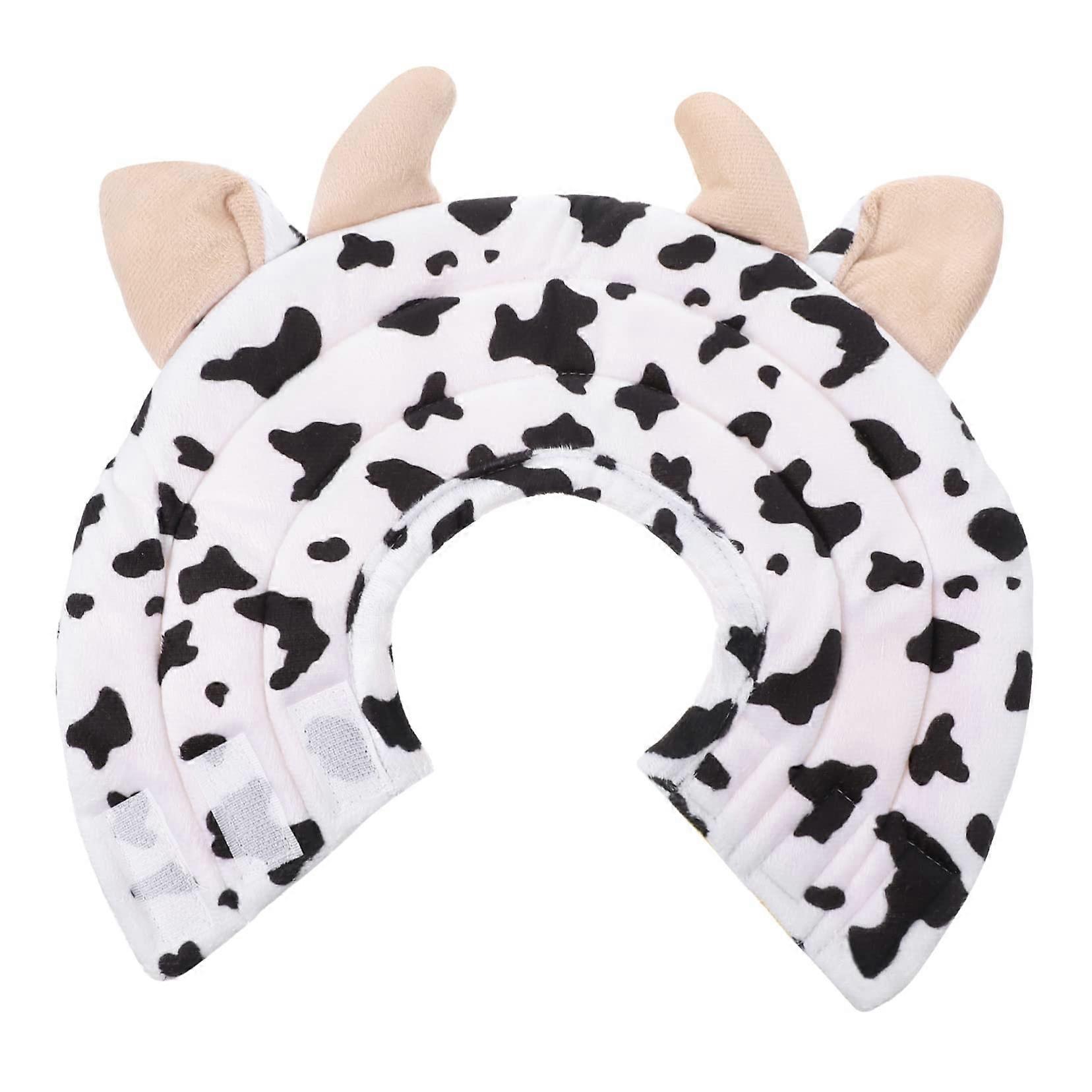 Pet Surgery Dog Collar Soft Cotton Cone for Recovery and Dogs Biting and Licking Cow Shape Comfortable and Easy to Wear L White
