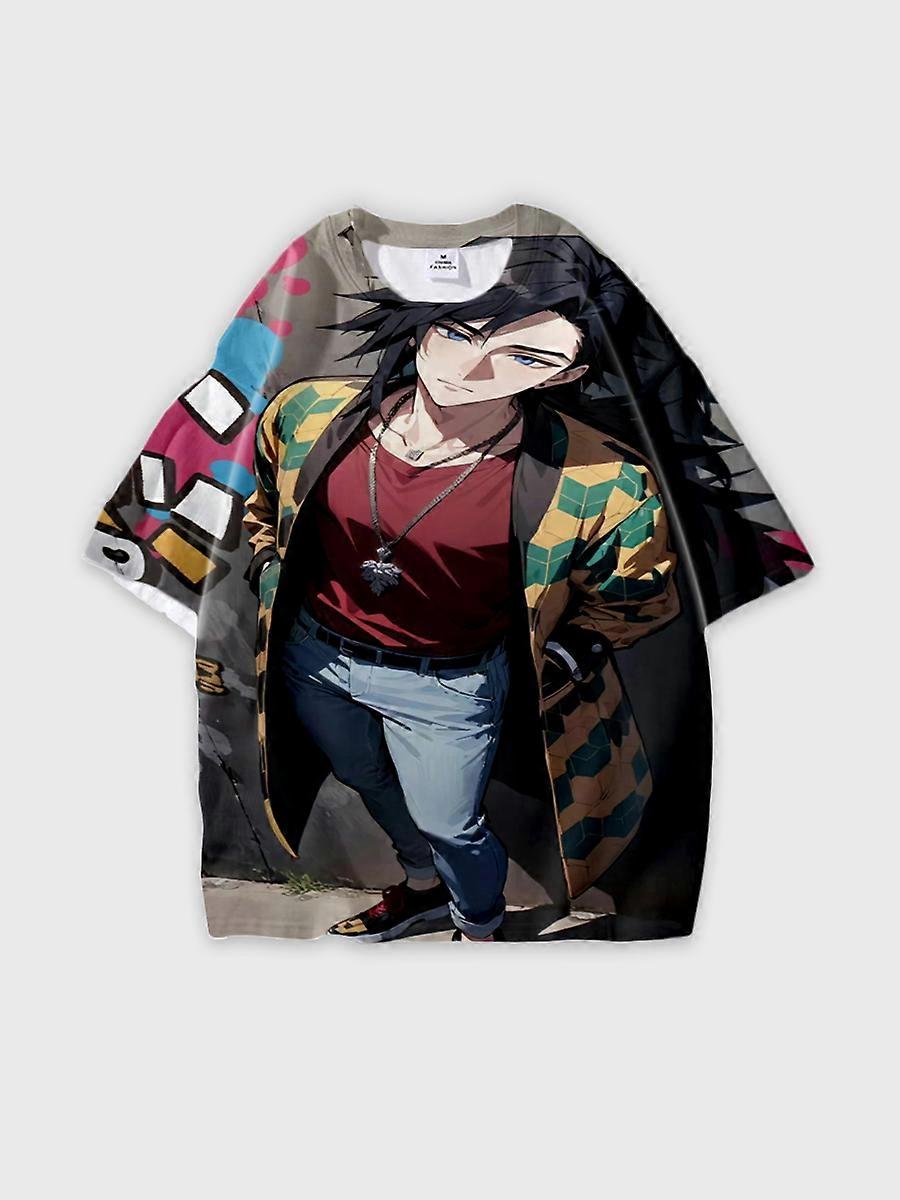 T-shirt round neck Character Pattern loose short sleeve P1618