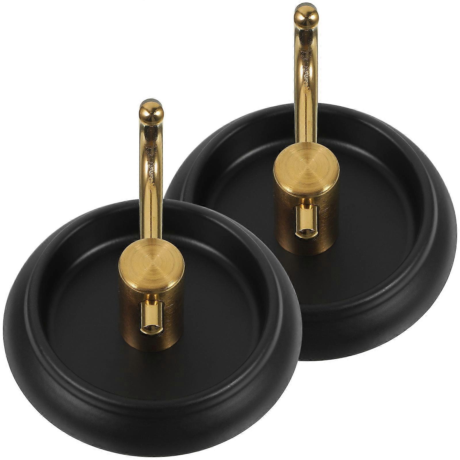 Curved Hook Towel Storage Hooks For Bathroom Users With Round Base And Black 2Pcs