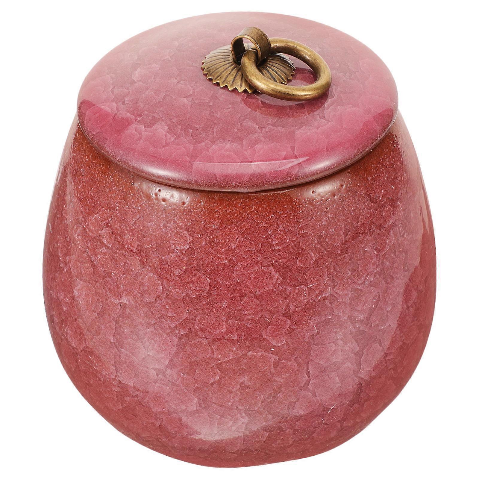 Dark Red Ceramic Pet Urn for Storage of Small Pets Ashes or Hair Memorial Keepsake