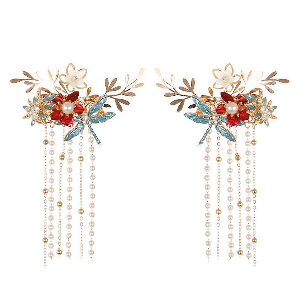 Acessórios de Estilo de Cabelo de Cores Sortidas Para Mulheres Com Libélula E Forma de Borla Para Uso na Primavera 2Pcs