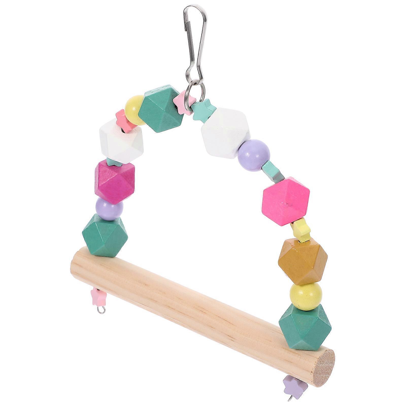 Wooden Bird Swing Perch for Parrot Use Safe Creative Toy Encouraging Exercises 7 inch