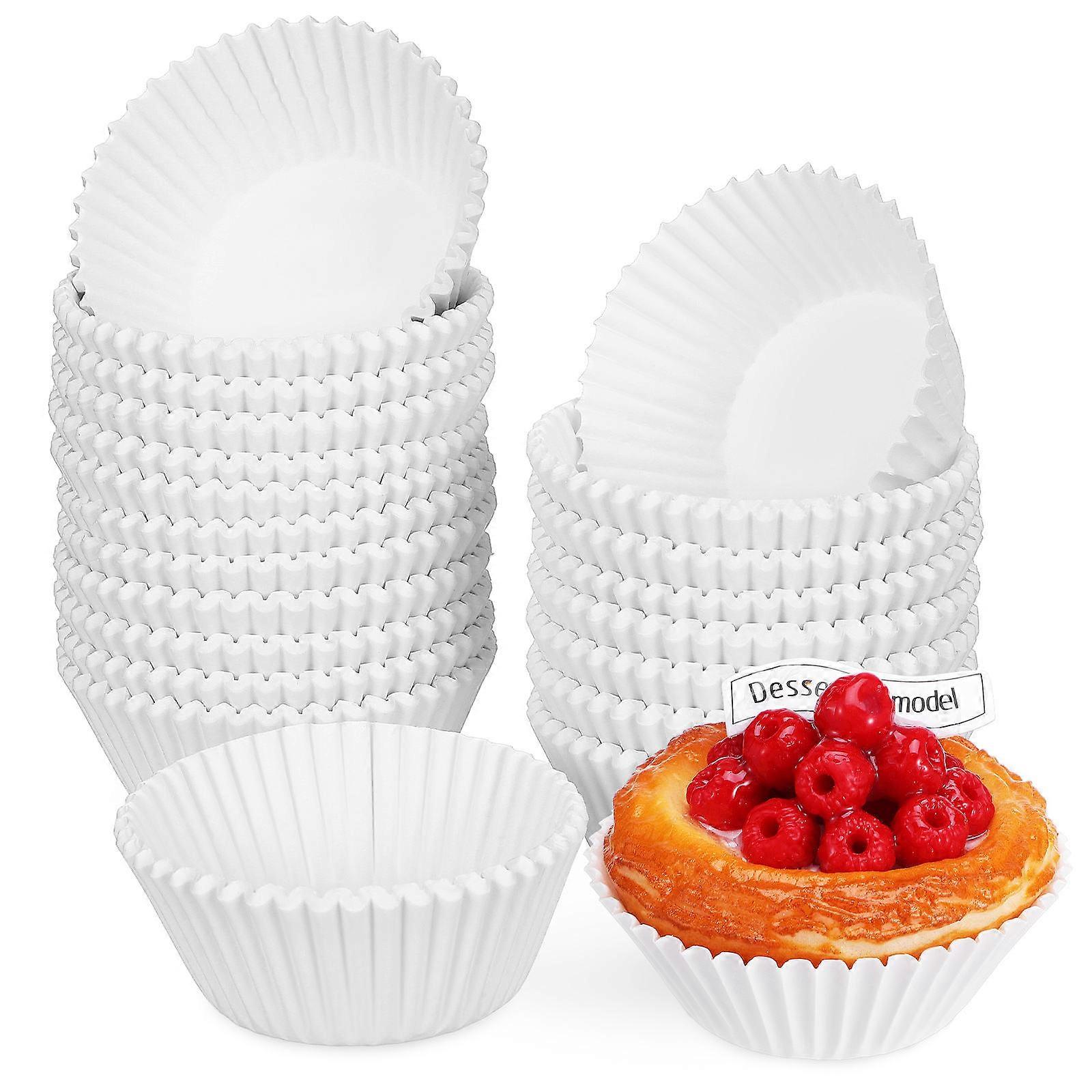 White Paper Cupcake Liners Oil Resistant for Baking and Storage 500 Pcs
