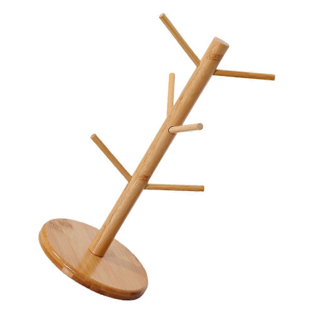 Bamboo Mug Holder Tree for Storage Strong and Reliable Khaki Organizer 7.87 x 7.87 x 15.75 Inches