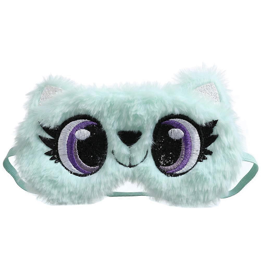 Eye Mask Plush Fuzzy Eye Mask For Sleeping Light Green Big Eye Design Adorable Design For Travel Nap 1Pc
