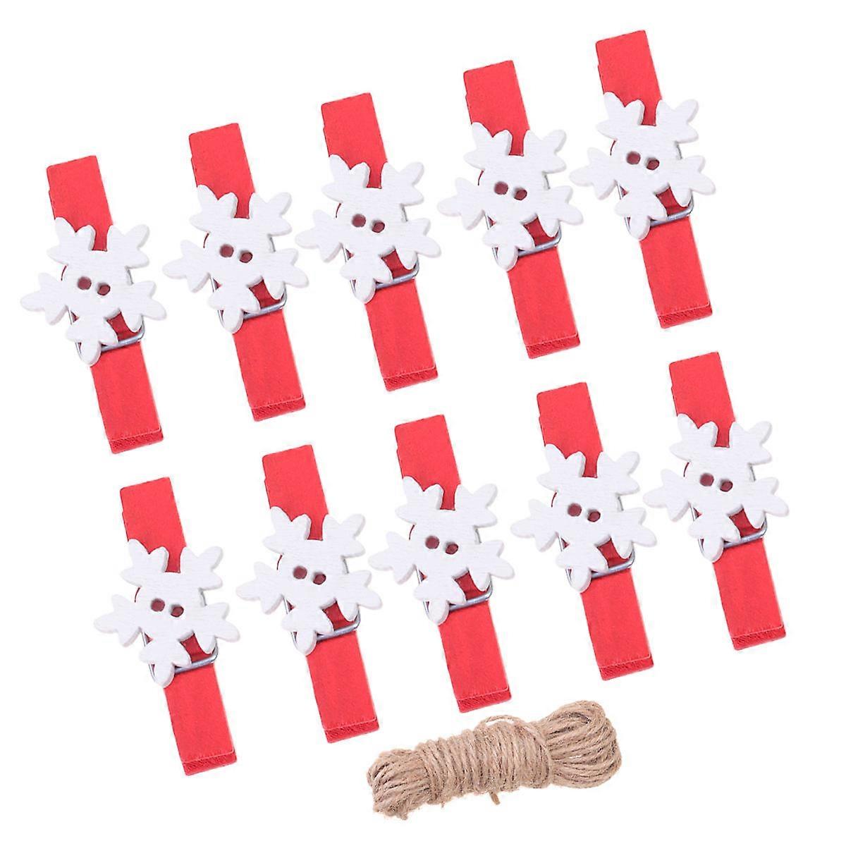 Mini Snowflake Clothespins 50 Pcs Jute Twine Versatile For Christmas Decorations Creative DIY Projects