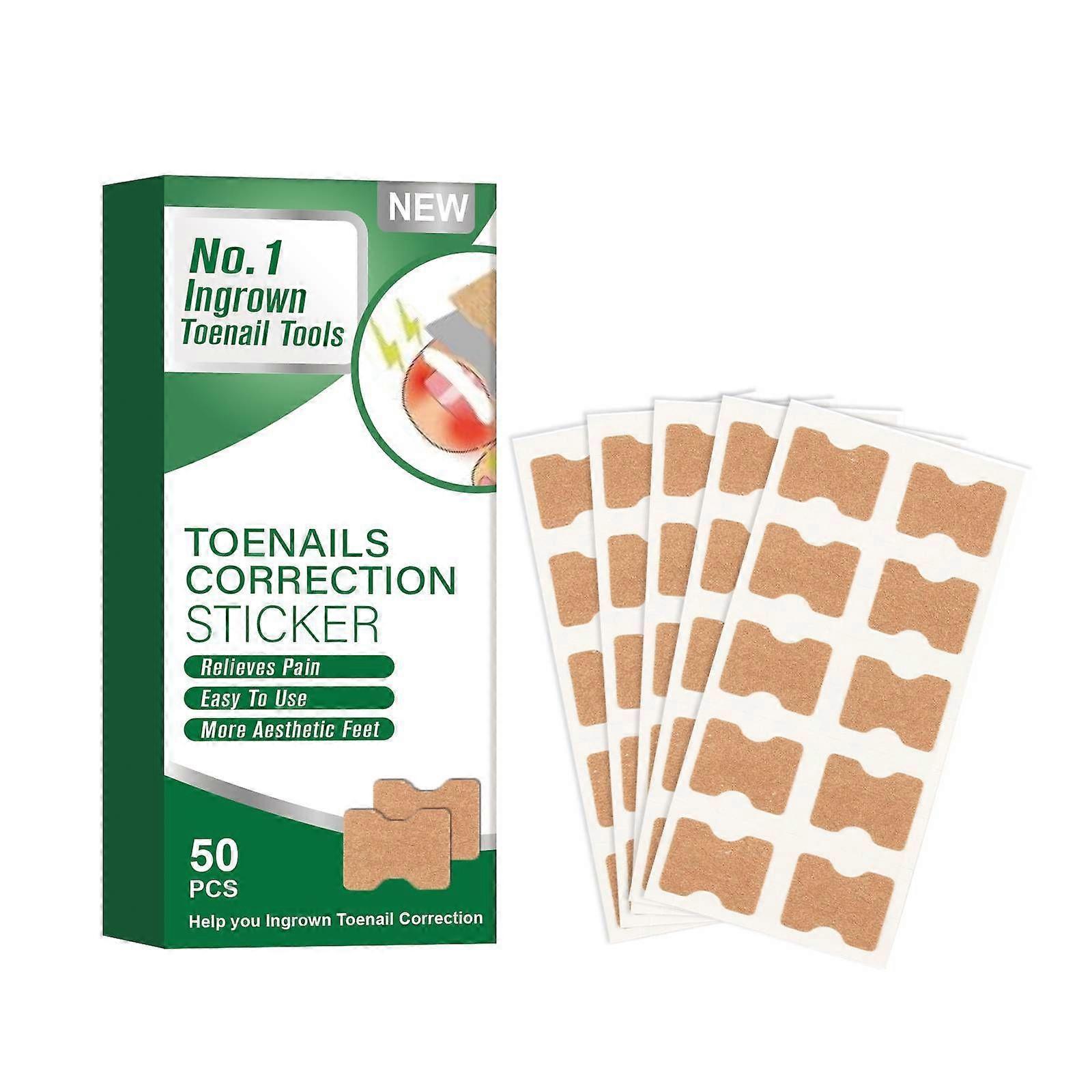 Ingrown Toenail Treatment,50 Pcs No Glue Breathable Corrector Patch,Painless ingrown toenail corrector,nail correction patches,Not easy to fall off, q