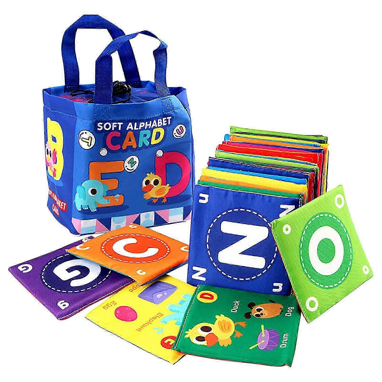 26-Piece Soft Alphabet Flash Cards for Babies - Washable Early Learning Toy with Storage Bag for Fun Educational Play