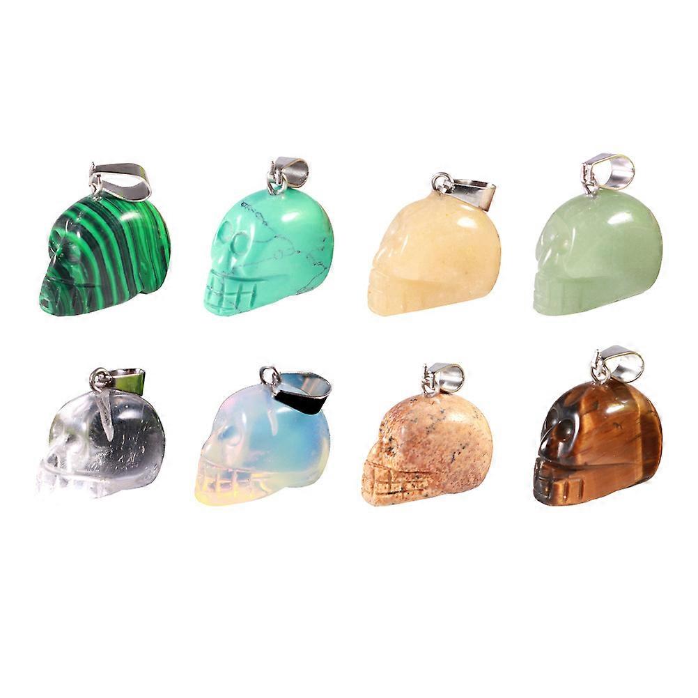DIY Craft Pendants For Jewelry Making 8Pcs Assorted Color Skull Stone Accessories Ideal For Artists Enthusiasts
