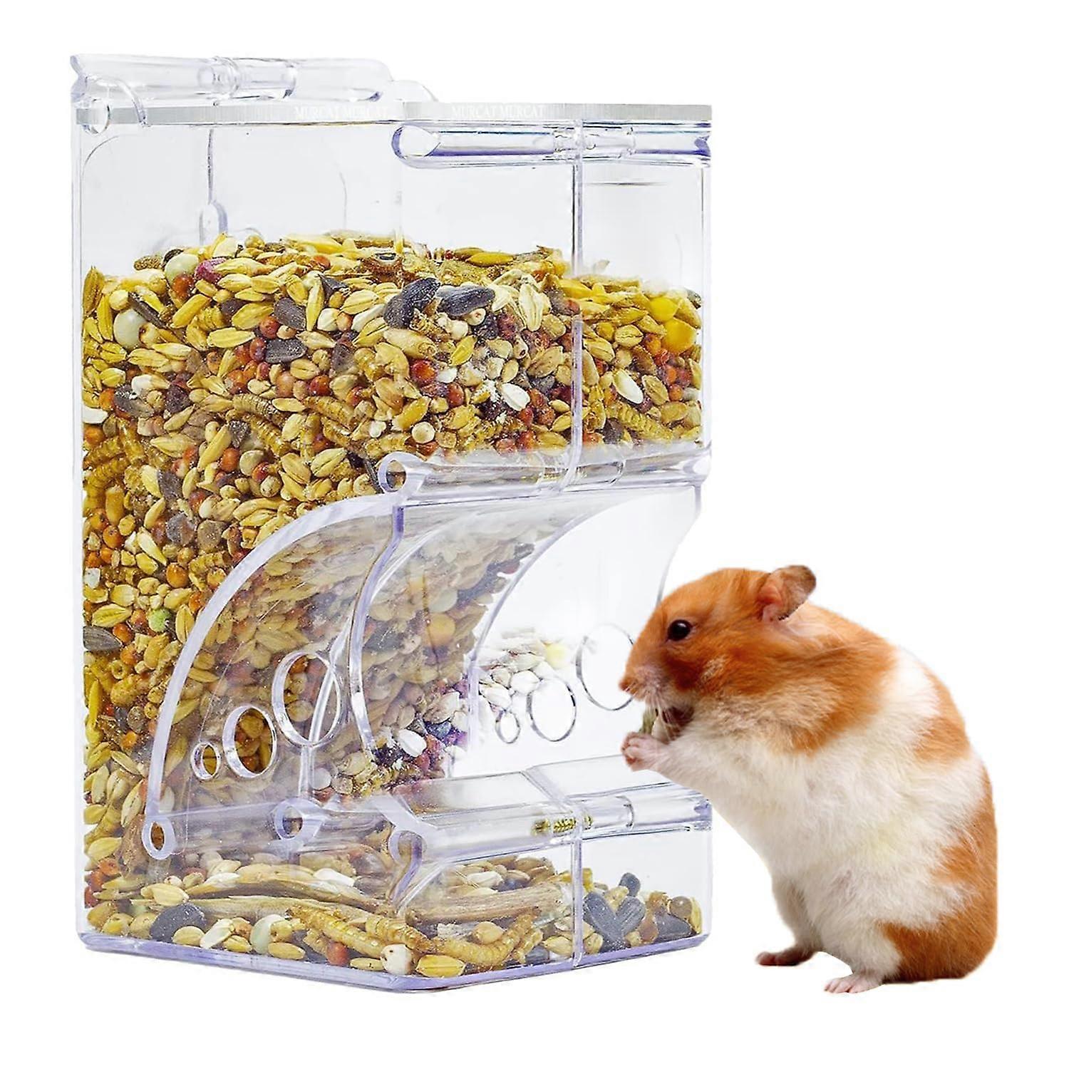 Transparent Hamster Feeder, Acrylic, Automatic, 300 Ml, For Hamsters, Guinea Pigs, Parrots, Budgies, Mini Hedgehogs