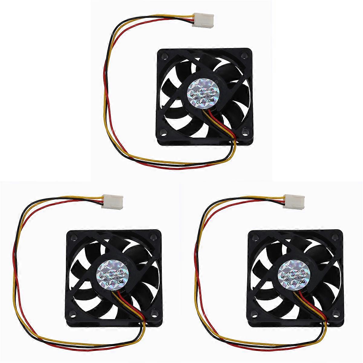 3X CPU Fan Radiator Fan 60 x 60 mm Box Computer - Black