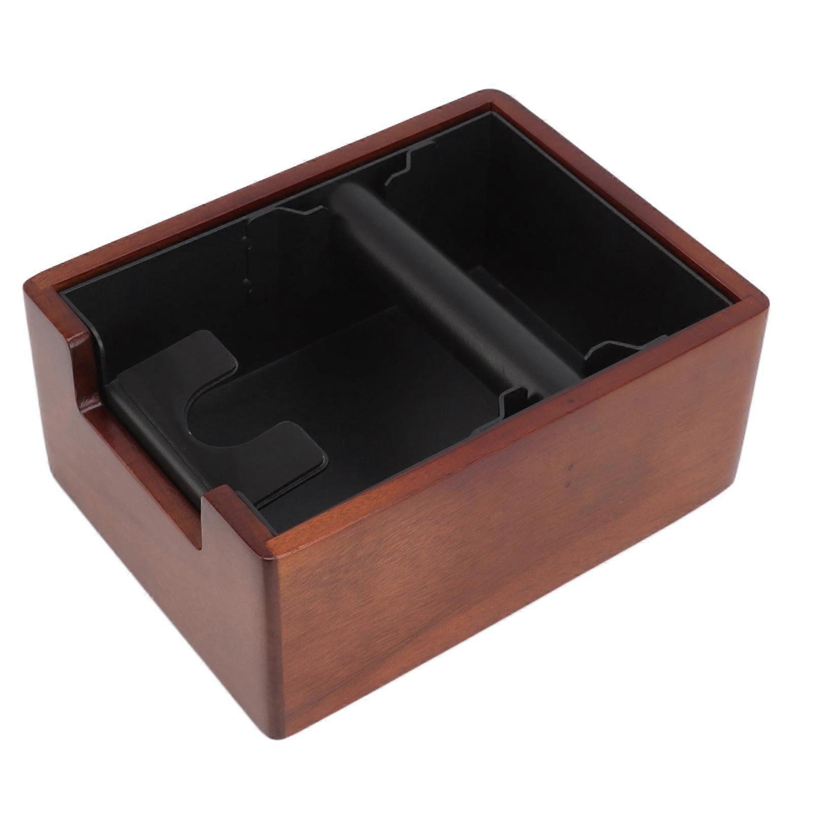 Coffee Knock Box Integrated Wood ABS Iron with Handle Holder Coffee Grounds Bucket for Home Cafe