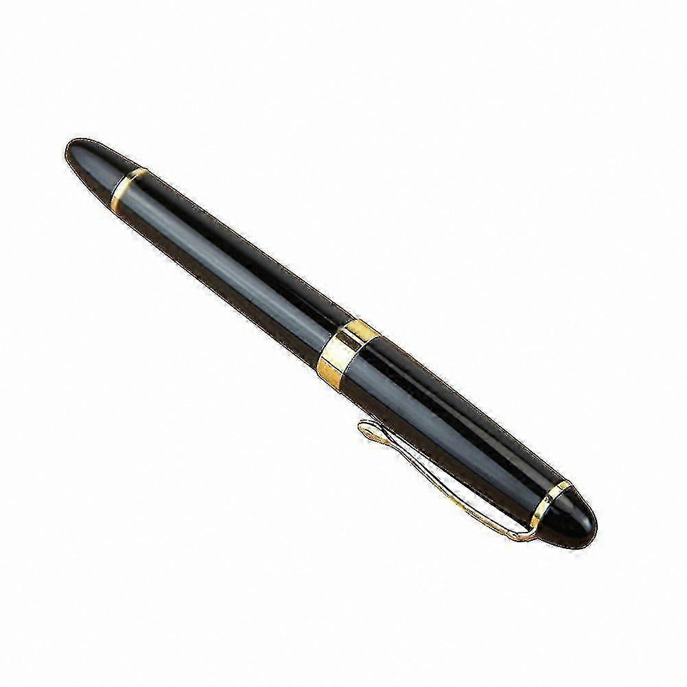 Black Medium Nib Gold Fountain Pen for Smooth Writing