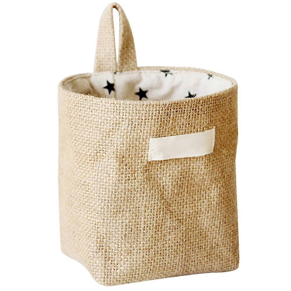 Wall Hanging Storage Bag in Khaki Nonwoven Fabric for Bedroom Bathroom Kitchen with Large Opening Design and Sticky Hooks 1 Piece