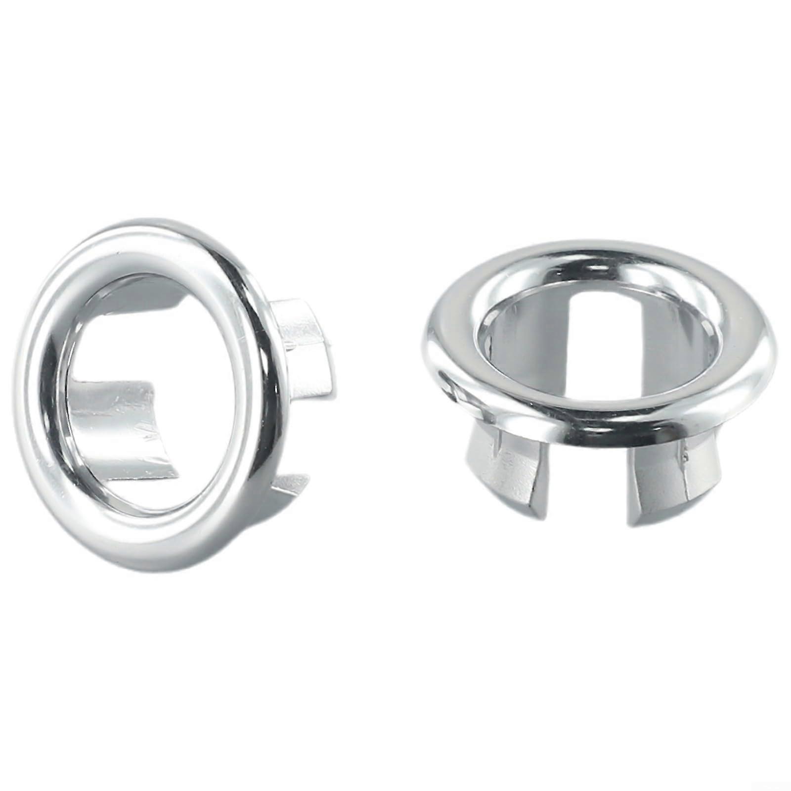 Overflow Hole Cover for Bathroom Sink, 2-Pack, Chrome Finish, Elegant Design, Fits Standard Washbasins