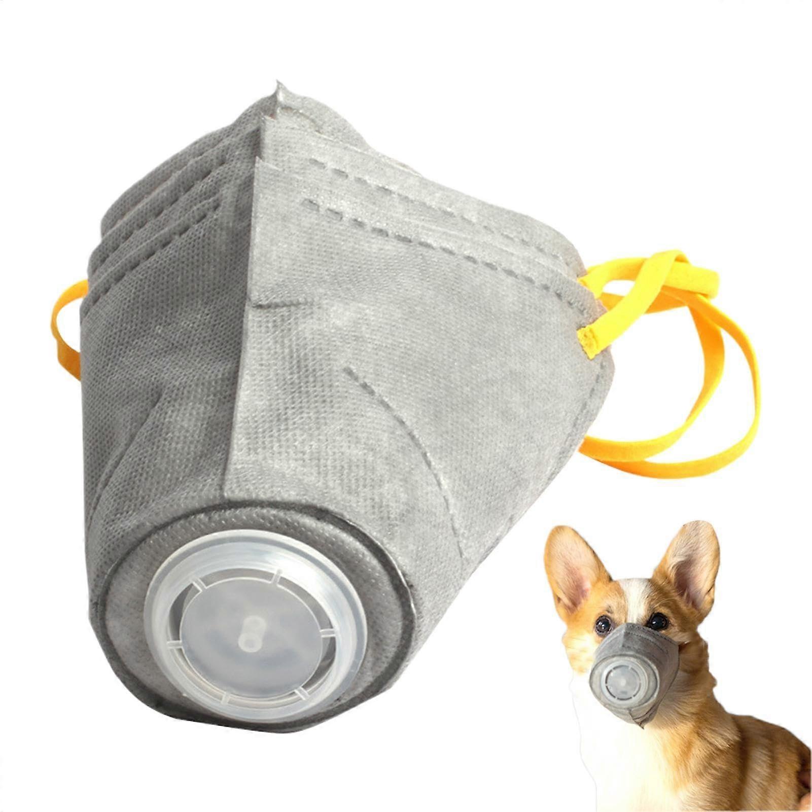 Dog muzzle with air filter, dog face cover, adjustable design, breathable and comfortable, S/M/L, gray, for pets, dogs and cats.
