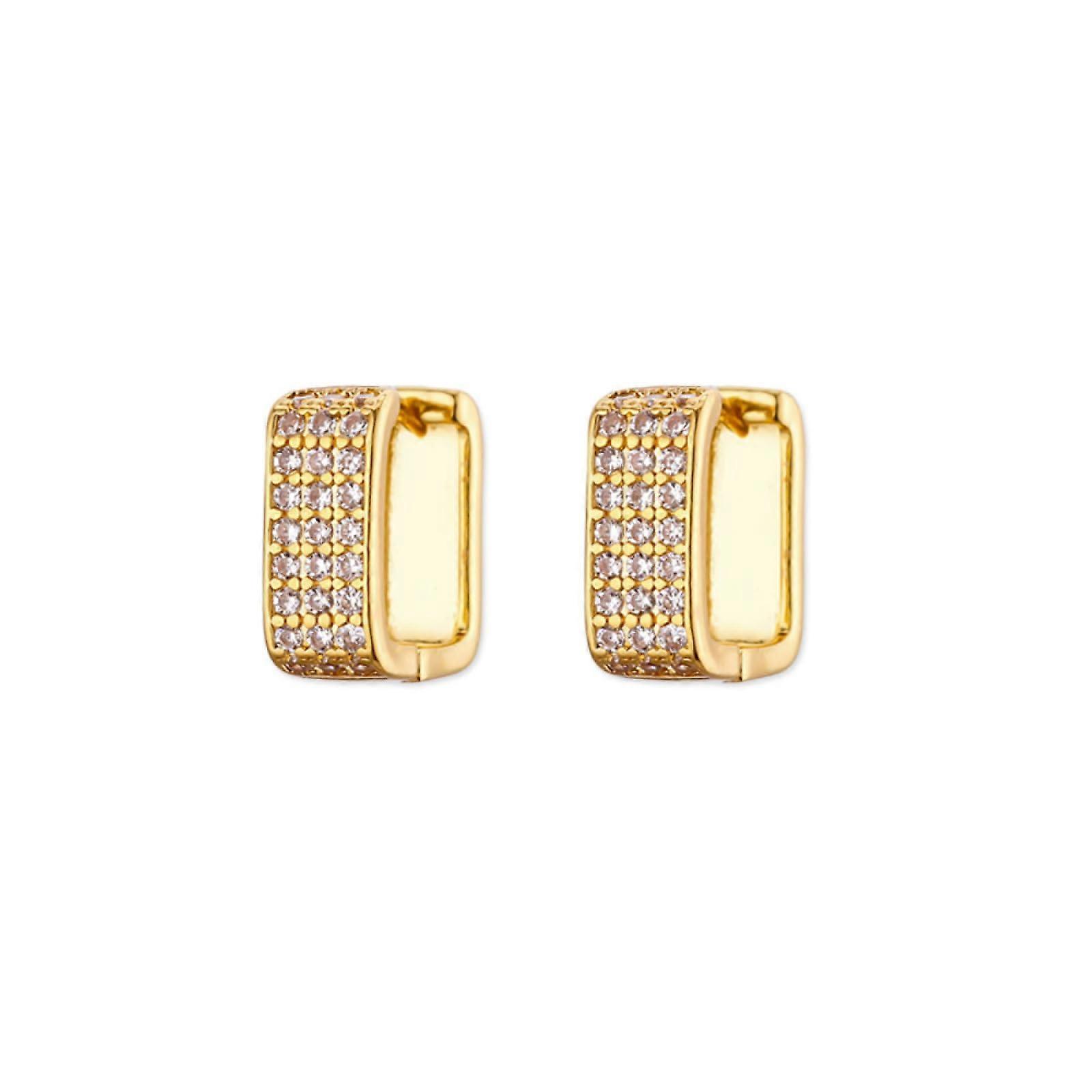 Zircon U Shape Hoop Earrings for Women Vintage Gold Square Design Wedding Jewelry Fashion Gift Accessories