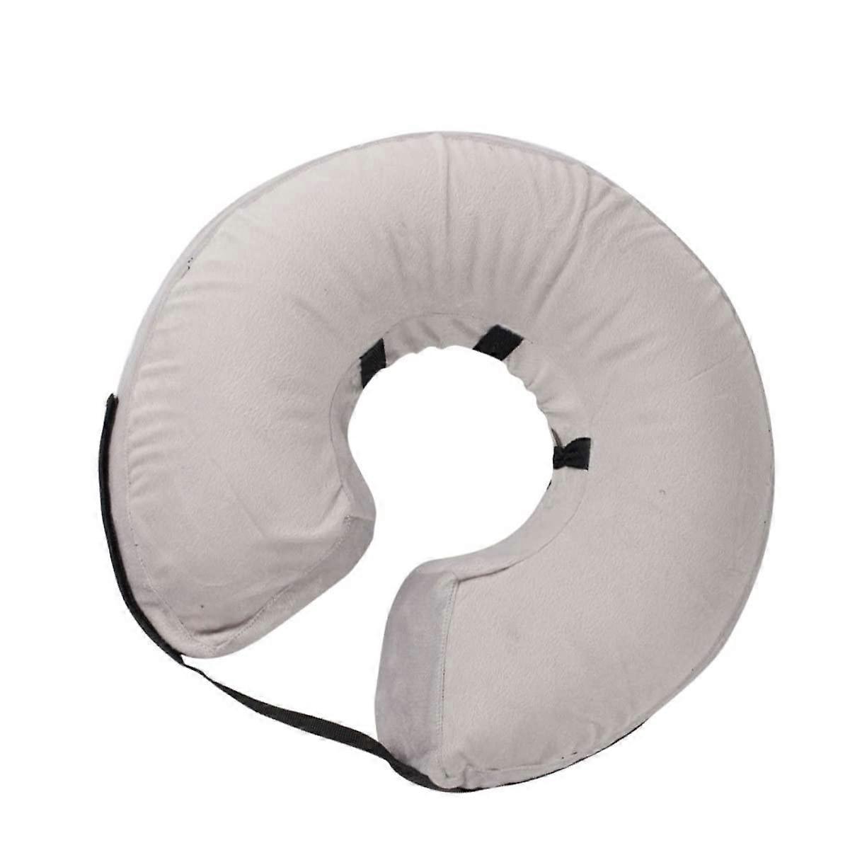 Inflatable Dog Collar Adjustable Pet Collar Protective Cone for Pets and Injury Prevention Comfortable and Safe Material M Gray