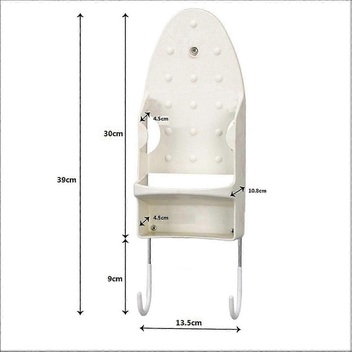 Iron Organizer, Easy to Mount Laundry Room Storage with Heat Resistant Iron Holder and Hooks for Iro