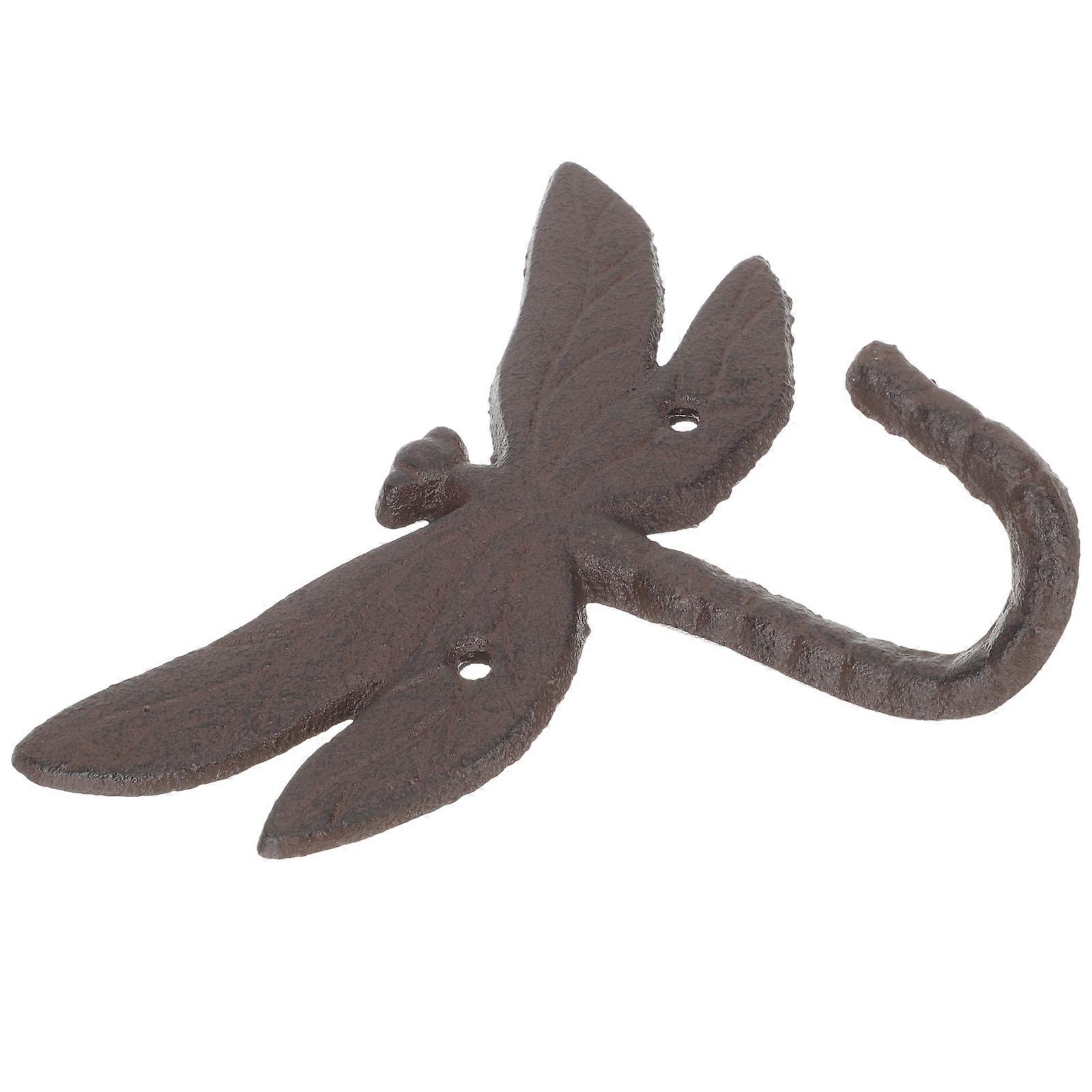 Dark Brown Iron Wall Hooks for Home Decorative Key Hanger with Detailed Design 4.7 Inches