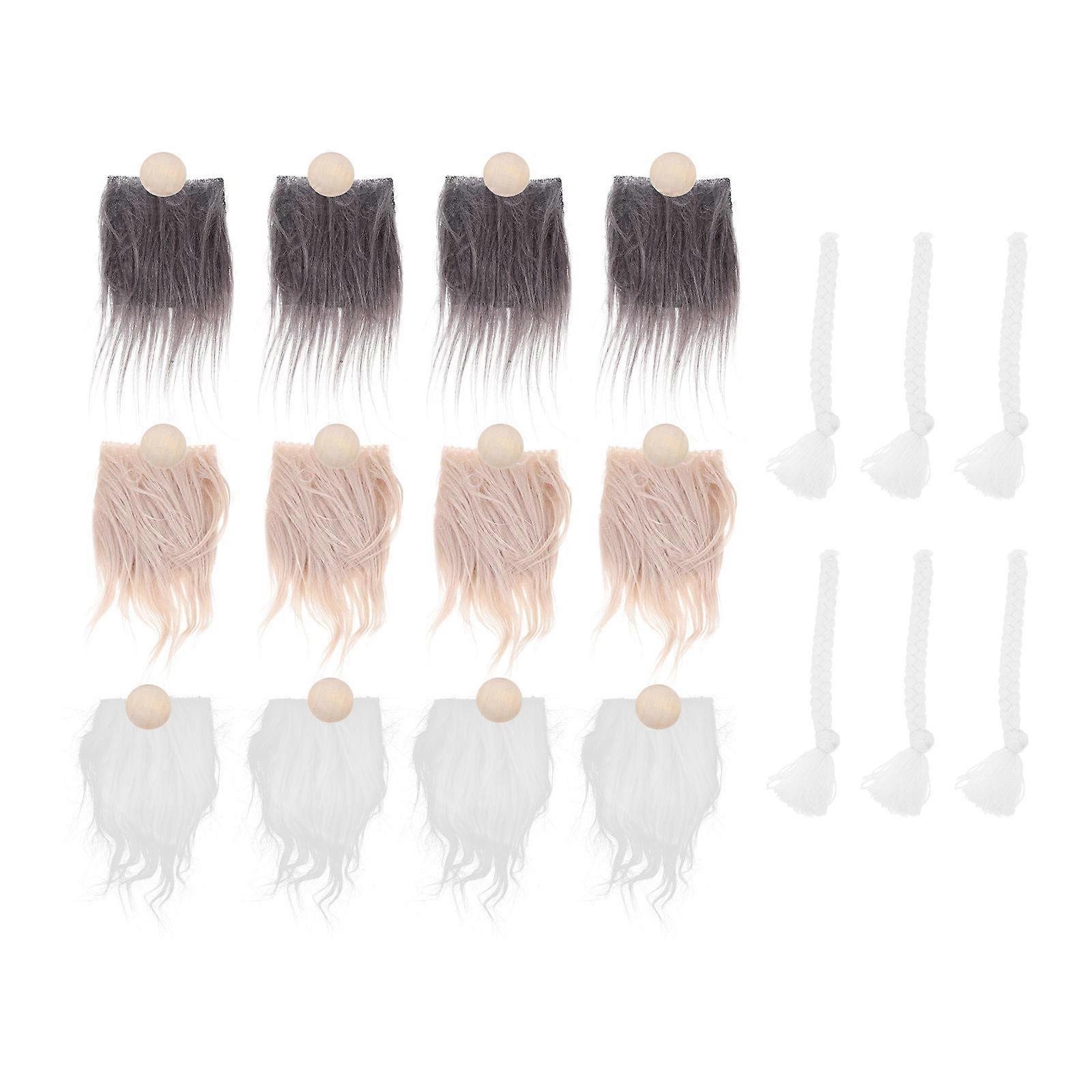 Artificial Gnome Beard Kit 1 Set For Craft Projects And Home Decoration In White Faux Design With Braided Style
